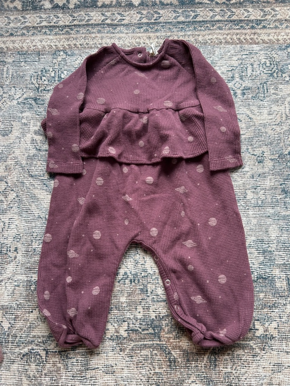 Kate Quinn Plum Dot Long-Sleeve Peplum One-Piece for Kids